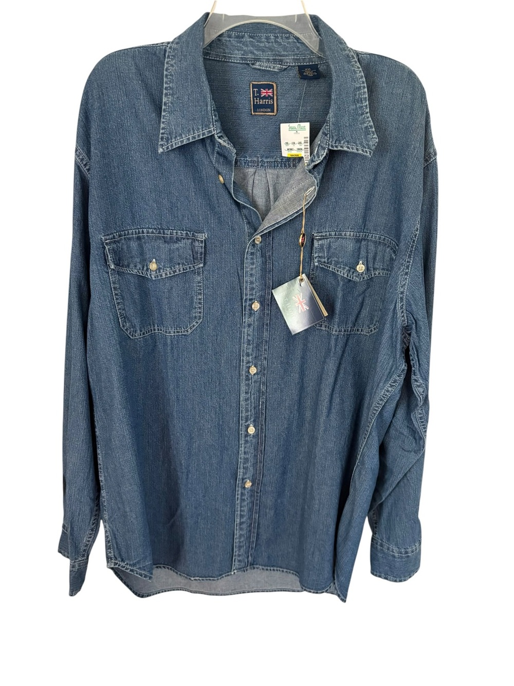 Mens T. Harris Denim Button Up Shirt NWT Size XXL